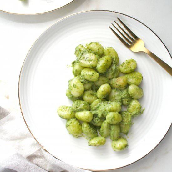 Pan Seared Vegan Pesto Gnocchi