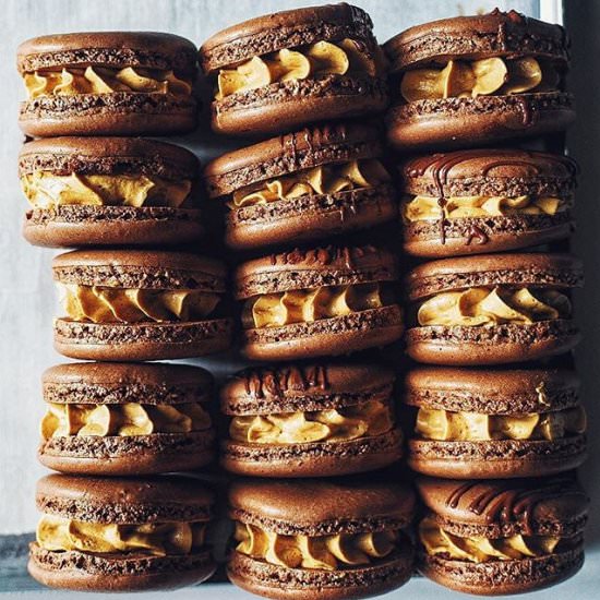 Chocolate-Salted Caramel Macarons