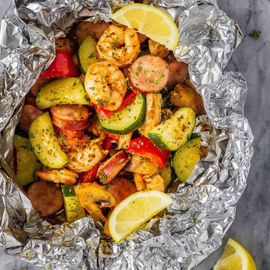 Cajun Shrimp and Sausage Foil Packs