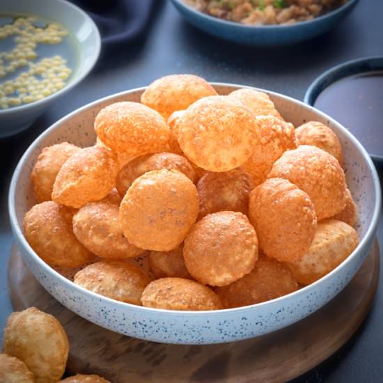 Crisp fried puri for pani puri