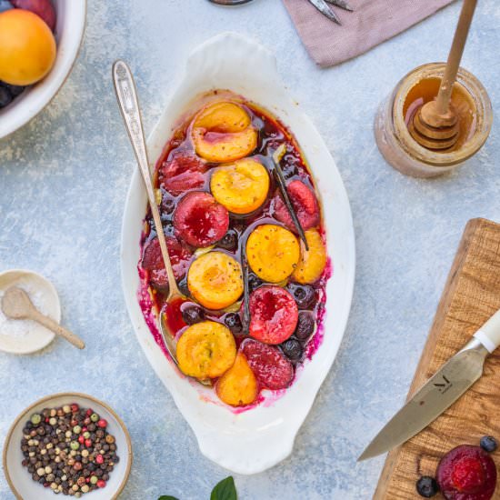 Roasted Plums and Blueberries