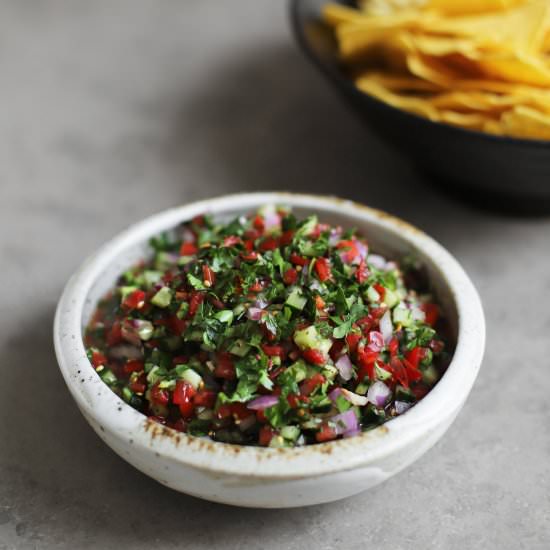 Jerusalem salad pico de gallo
