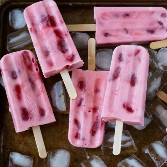 Roasted Strawberry Yogurt Popsicles