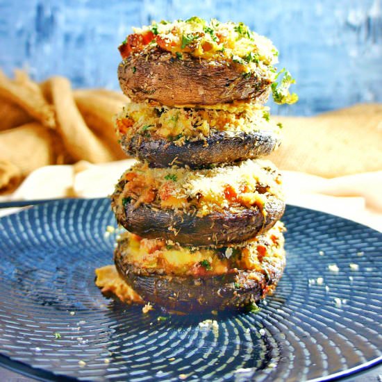 Baked Stuffed Flat Mushrooms