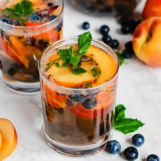 Peach Blueberry Sangria Mocktail