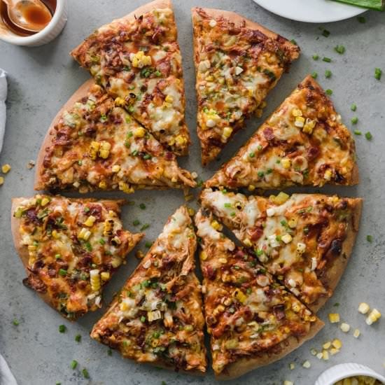 BBQ Chicken Pizza with Grilled Corn