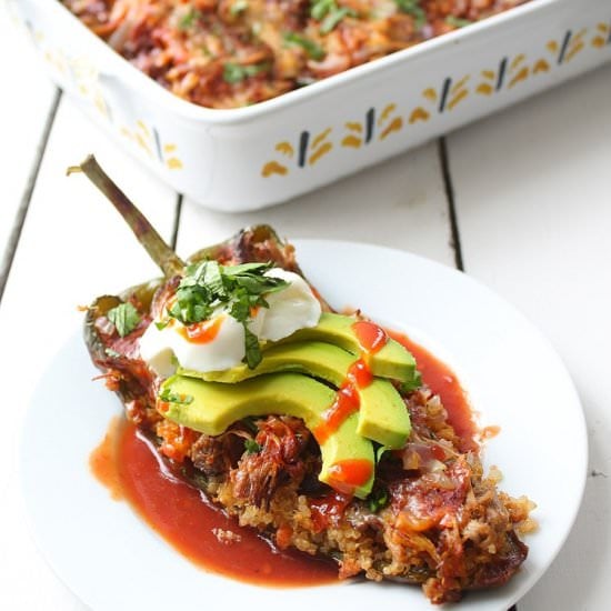 BBQ Pork Stuffed Poblano Peppers