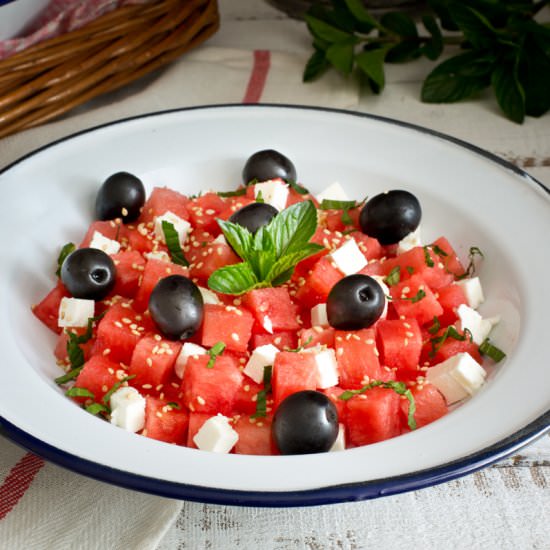 Fresh salad with watermelon