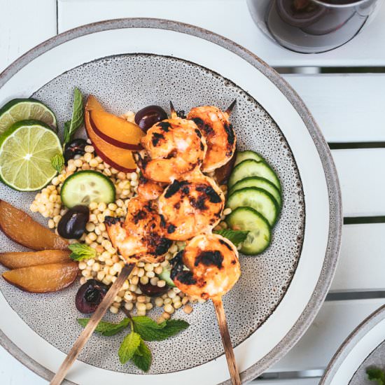 Harissa Honey Glazed Shrimp Skewers