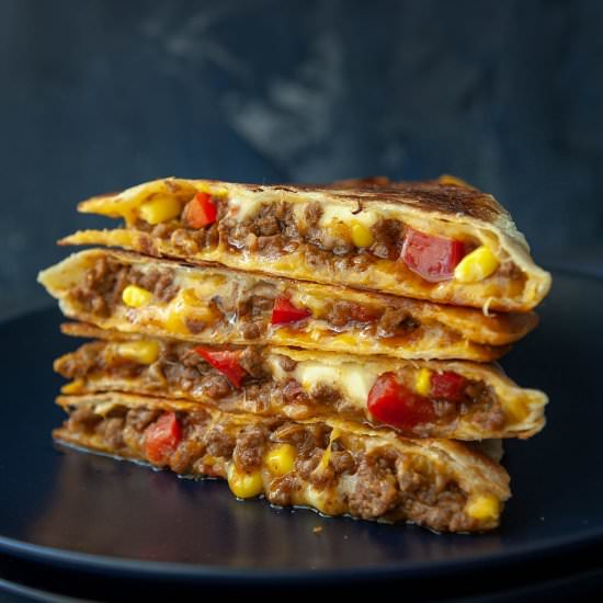 Beefy Bean and Cheese Quesadillas