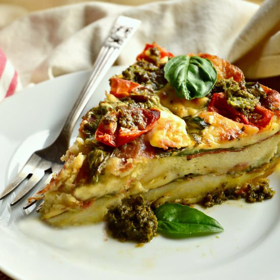 Summer Pesto Breakfast Strata