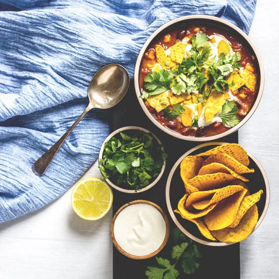 Black bean and corn nacho soup