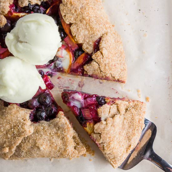 Rhubarb Peach Blueberry Galette