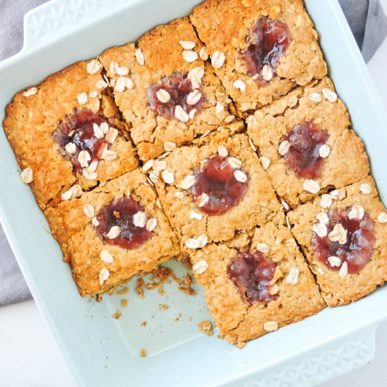Peanut Butter & Jam Oatmeal Bars
