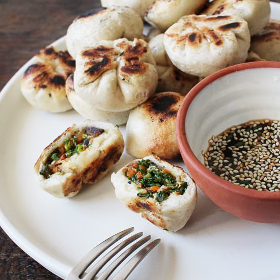 Kale and mushroom puff dumpling