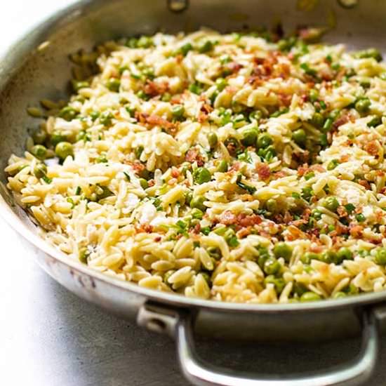 Bacon Orzo Pasta with Crab