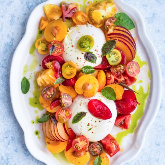 Burrata with Plums and Tomatoes