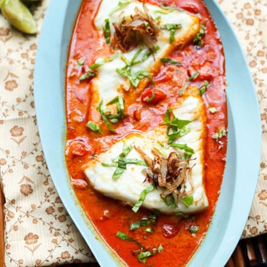 Tomato-Coconut Curry Steamed Haddock