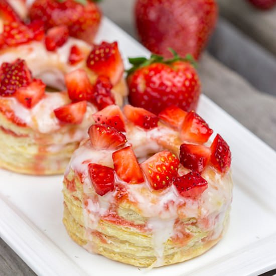 Strawberry Puff Pastry Donuts