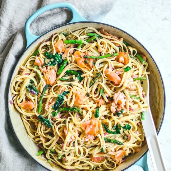 One-Pot Pasta + Smoked Salmon