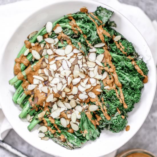 grilled broccoli rabe + romesco