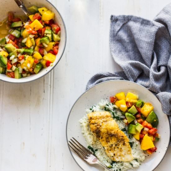 Jerk Cod with Mango Salsa