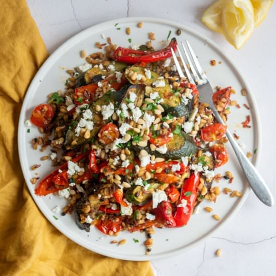 Roast Vegetables, Feta and Grains