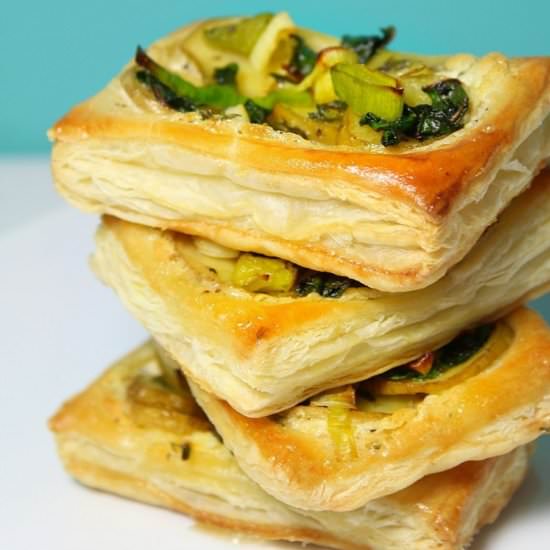 Potato Leek Tarts with Swiss Chard