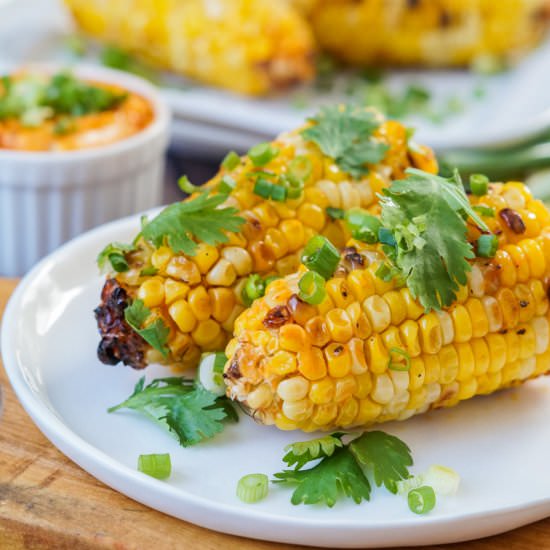 Grilled Corn with Sriracha Butter