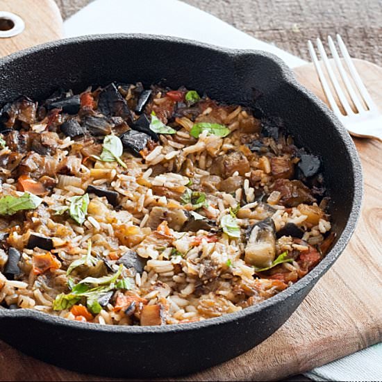 One-Pot Mediterranean Eggplant Rice