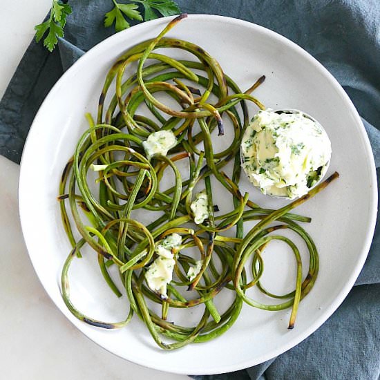 Charred Garlic Scapes with Butter