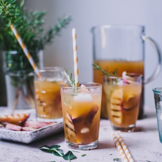 Grilled Nectarine Rosemary Iced Tea