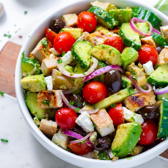 Greek Chicken Avocado Salad