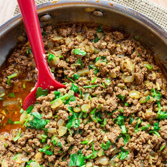 Indian keema ground beef curry