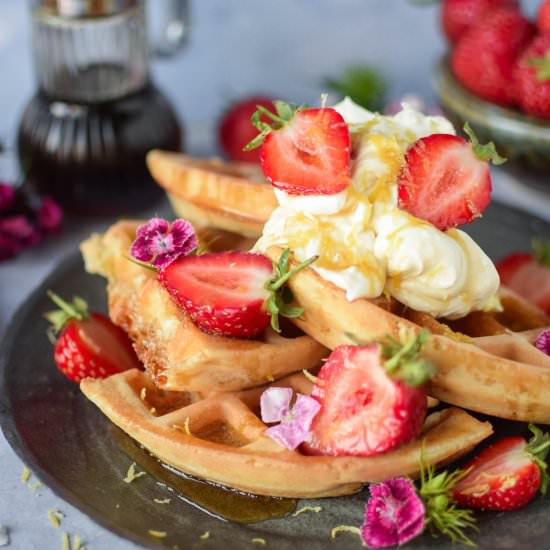 overnight lemon & strawberry waffle