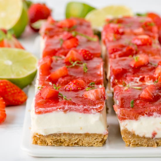 Strawberry & Rhubarb Cheesecake Bar