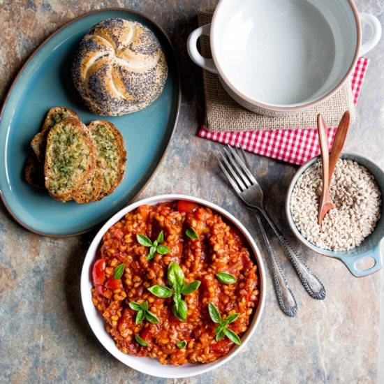 Tomato Pearl Barley Risotto