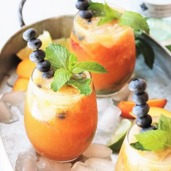 Gingered Peach & Blueberry Mojitos