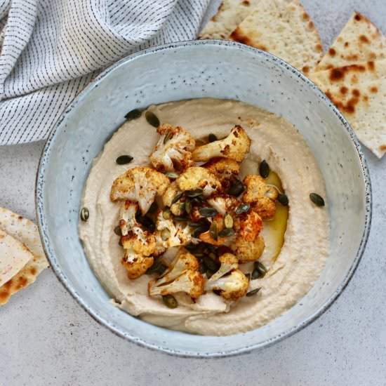 Roasted Cauliflower Hummus Bowls