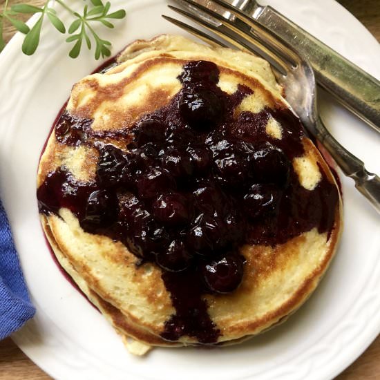 blueberry compote ricotta pancakes