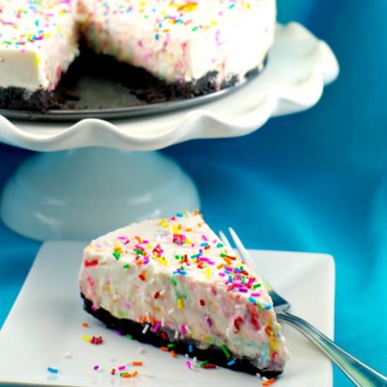 No Bake Birthday Cake Cheesecake