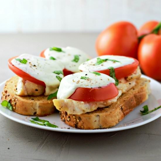 Open-face Chicken Caprese Sandwich