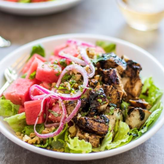 Watermelon Balsamic Chicken Salad