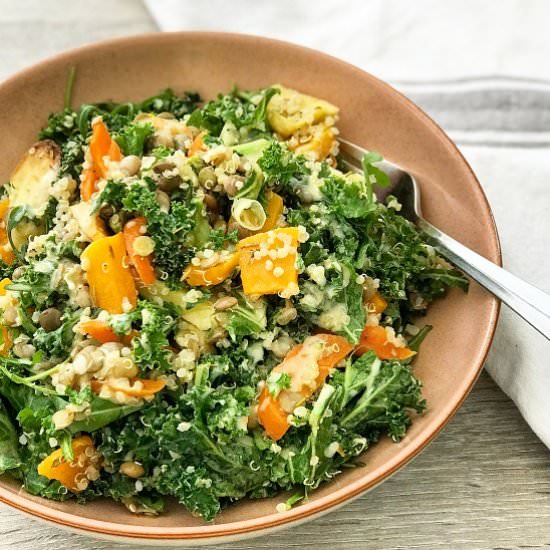 Roasted Roots Lentil Quinoa Salad