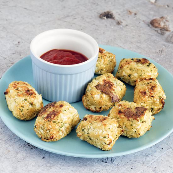 Baked vegan cauliflower tots