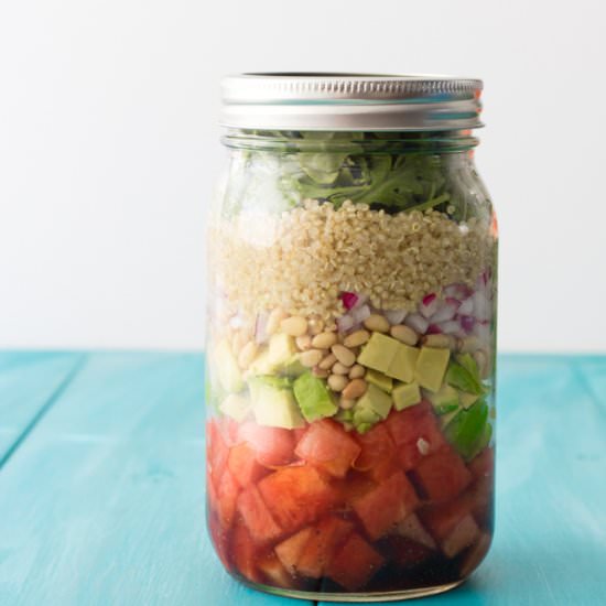 Watermelon Arugula Mason Jar Salad