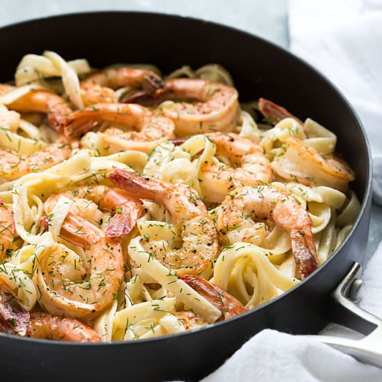 creamy lemon dill shrimp pasta