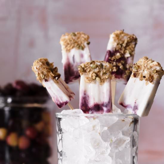 Cherry Yogurt Breakfast Ice Pops
