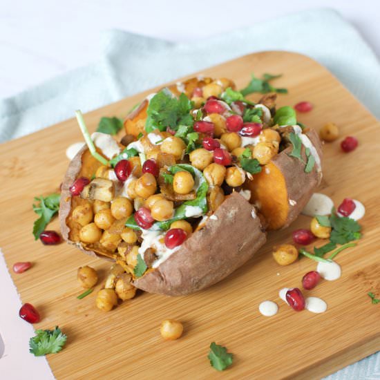 Chickpea Hash Loaded Sweet Potatoes