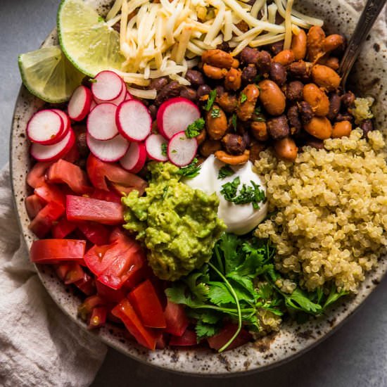 Quinoa Taco Bowls with Guacamole